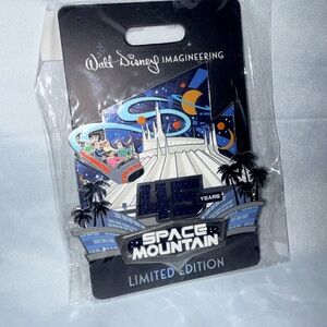 Disney Space Mountain 45 Years Enamel Pin - Blue, White, Black, Silver